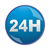 24時間アイコン｜24時間ボタン｜24マーク｜1日｜24時間営業中｜立体的｜24H - クリップアート｜イラスト｜フリー素材