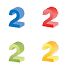 数字の2｜番号2｜立体文字2｜緑色｜赤色グラデーション｜黄色｜青色 - クリップアート｜イラスト｜フリー素材