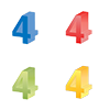 数字の4｜番号4｜立体文字4｜黄色グラデーション｜緑色｜赤色｜青色 - クリップアート｜イラスト｜フリー素材