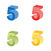数字の5｜番号5｜立体文字5｜青色｜黄色グラデーション｜緑色｜赤色 - クリップアート｜イラスト｜フリー素材