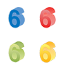 数字の6｜番号6｜立体文字6｜黄色｜緑色｜青色｜赤色グラデーション - クリップアート｜イラスト｜フリー素材