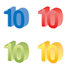 数字の10｜番号10｜立体文字10｜黄色｜緑色｜赤色｜青色グラデーション - クリップアート｜イラスト｜フリー素材