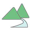 Mountain ｜ River ―― Clip art ｜ Illustration ｜ Free material